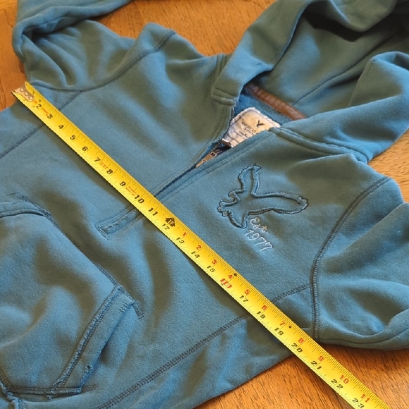 American Eagle Outfitters Blue Half-Zip Hoodie Soft Grudge Streetwear - Picture 5 of 9